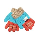 Tonsee 赤ちゃん 手袋 子供用 可愛い グローブ 動物パターン フルフィンガー 女の子 男の子 ミトン 防寒 冬用 通園 通学 お出かけ用 3-8歳 (スカイブルー)