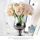 AOLVOヴィンテージ牡丹人工花、5 Headsシルクフェイク花ブーケシミュレーションFlower Arrangements forホームガーデンパーティー結婚式オフィスデコレーション イエロー 80