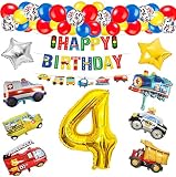誕生日 飾り付け 男の子 バルーン 数字 4歳 バースデーバルーン 誕生日プレゼント 風船 車 パーティー飾り 人気 高級気球車両 列車 警察車両 トラック 救急車 バスヨット 消防車 51点セット