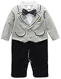オールインワン ブレザー エンブレム スーツ フォーマル ●紺靴下付● ≪子供服 結婚式 七五三 記念日 誕生日 ハーフバースデー 入園 卒園に (上半身グレー(灰色, 95cm(日本サイズ95-10