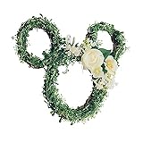 【Disney】ディズニー　フェイクグリーンのリース　ミッキーマウス　ホワイト