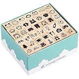 動物 スタンプ かわいい 木製スタンプ 多目的 スタンプセット ボックス ケース Diy クラフト 42個/セット