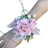 Arlai 1パック、ブライダル手首コサージュ結婚式パーティープロムブライズメイドフラワーブレスレット diameter 3.54 inch ピンク B01I122HCM