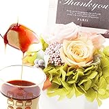 ギフトセット 花とスイーツ プリザーブドフラワーとプリンセット (オレンジ)