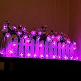 Fuloon　10M 80灯 はすの花庭園ガーデンライト　ロープライト　太陽光パネル搭載 太陽発電 自動点灯　イルミネーション「6色選べる」　クリスマス、パーティー、結婚式 (パープル)