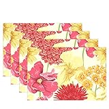 wihveプレースマットWipeableダイニング水彩花トロピカル 12 x 18 inch