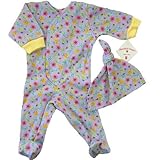 【未熟児】【低出生体重児】【早産児】【NICU】用 ベビー服： 長袖カバーオール 帽子付き フローラル (2300-3000g)