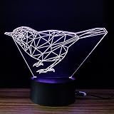 テーブルランプ3D創造性輝く鳥LEDナイトライトベッドルームベッドサイドランプホリデーギフト,Purple