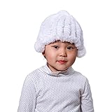 URSFUR ウサギファー ニット帽 キッズ帽子 ビーニー帽子 ポンポン付き 子ども 帽子