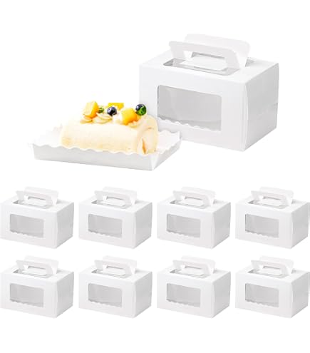 DIFEIUKI ロールケーキ 箱 ケーキボックス 50個セット 透明窓付 マカロンボックス 白 オシャレ 清潔感 お菓子箱 結婚式 誕生日 パーティー 業務用 お菓子 パイ イチゴ ベーカリー包装 17 5 8 2 6 2cm 産業・研究開発用品
