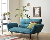 リクライニングカウチソファ【Esta】エスタ　ファブリックタイプ《２人掛け、ポケットコイル仕様、日本製、脚取り外し可》 (ターコイズブルー)