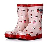 女児向け 子供用 キッズ用レインブーツ 長靴 レインシューズ イチゴ柄 苺 フルーツ (22.5cm)