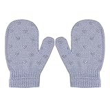 かわいい 幼児 心 パターン 手袋 3-6歳 キッズ　ミトン ソフト 暖かい 編み 手袋 Fashion Gloves (グレー心型)
