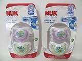 4 Nuk Advanced Orthodontic Pacifiers Girl Newborn GIRAFFE 0-2 Months (2 Packages) by NUK