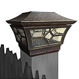 CHEEKON 151024BE Solar Powered Outdoor Gardens Fence Post Cap LED Lights ,Cast Magnesium Alloy,Glass