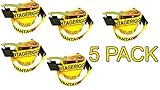 5 PK Heavy DutyラチェットストラップTiedown 27 ' x 2 " withフラットJフック10 K破断強度