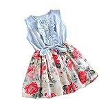 Yumiki　子供服　女の子　ワンピース　花柄　デイムワンピース　ノースリーブ　フリル　可愛い　お姫様　カジュアル　日常　普段着　肌触り良い　お出かけ　夏　パーティー (160, ホワイト)