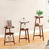 アメリカのソリッドウッドフラワーラックリビングルーム家具フロアマルチ階段フラワーシェルフラック (Color : Brown, Size : L)