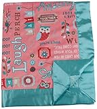 My Blankee Owl Word Minky Coral w/ Minky Dot Aqua Baby Blanket, 30 x 35 by My Blankee