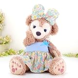 cushu cush ダッフィー シェリーメイ ぬいぐるみ 着せ替え 洋服 コスチューム ブルー 花柄 キャミソール ワンピース と リボン の2点セット cds410s