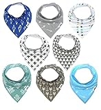 Matimati Baby Bandana Bib Set 8-Pack Super Absorbent Soft & Chic Organic Drool Bibs for Boys & Girls