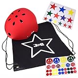 J@G 自転車 子供 大人用 ヘルメット カスタマイズステッカーシート ナップサック付き 10カラー 3サイズ (H-レッド（艶消し）, M（54-58cm）)