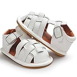 Lutents ベビー 赤ちゃん 子供　サンダル　シューズ　歩行靴 真夏靴　出産祝いギフト　マジックテープ 滑り止め　可愛い おしゃれ (12cm（6-12月）, ホワイト)