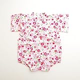 日本製 甚平ロンパース 女の子 花 70ｃｍ/80ｃｍ　（720911） (80ｃｍ, ホワイト)