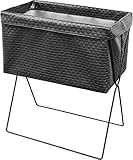 サキ サイドワゴン ブラック 約幅43×奥行25×高さ51(本体25) cm 浅型 メッシュレザー調 合皮 L