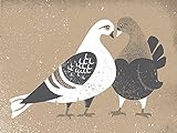 アメリカ ブルックリン発 TWO ARMS (トゥーアームズ) おしゃれ インテリア アートプリントポスター シルクスクリーン Mサイズ Pigeon Love ﾋﾟｼﾞｮﾝﾗﾌﾞ