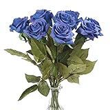 Louis Garden シルクローズ 17インチ 自然な造花 標準 ブルー