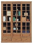 日本製 和風 幅135cm 書棚 キャビネット ライトブラウン 完成品【開梱設置付き】