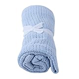 Honel ベビーケット 綿 柔らか マイクロファイバー 毛布 夏 ベビーカー 掛け 通気性毛布 ブルー