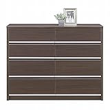 日本製 モダン 幅120cm 4段ローチェスト ダークブラウン 完成品