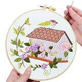 大人向けの初心者向け刺繍キット、初心者向け刺繍キット,刺繍学習キット | 初心者向け刺繍キット かわいいお家と鳥の練習キット