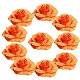 Fityle DIY手工芸品　人工シルク　ローズ　ヘッド　花飾り　結婚式フラワー　パーティーアクセサリー　5cm10個入り　全11種選べ - オレンジ, 5cm