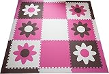 SoftTiles Flowers Premium Interlocking Foam Large Children's Playmat Pink, Brown, and White 78" x 78