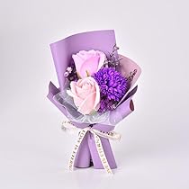 ソープフラワー ローズ 花束ブーケ 薔薇 造花 フラワーアレンジメント パープル ソープフラワー 花束 通販 ソープフラワーギフト フラワーギフト