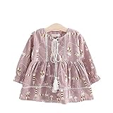 Pojour 春 0-2歳 2-7歳女の子可愛いスカート 長袖ドレス 通気 綿 パープル(80cm)