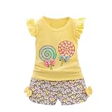 Sumen Little Girls Summer Clothes 2個セットLollyキュートロリポップ印刷Tシャツ+花柄ショートパンツ 3/4T ブルー Sumen_1569