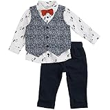 Petit Lem Baby Boys' Penguin Print 3 Piece Vest Set Holiday 3 Months [並行輸入品]