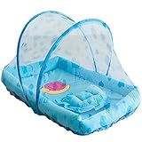 [Jiyaru] 折りたたみミニベッド ベビー用 蚊帳 虫よけ 赤ちゃん モスキートネット 出産祝い Blue