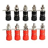 10ピース/ロットターミナルブロック4ミリメートルアンプターミナルバインディングポストバナナプラグジャックパネルマウント黒5赤5