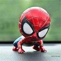 RANDIYI 車のダッシュボードの装飾品 ヘッドスパイダーマン車の装飾アクセサリーを首振り人形の装飾インテリア装飾黒と白を振るカー (Color Name : Silver)