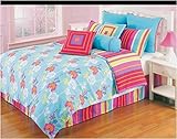 Hallmart Kids 65362 3-Piece Funky Flower Comforter Set, Twin, Aqua [並行輸入品]