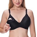 Gratlin レディース ワイヤー入り シームレス 妊婦 産前産後兼用 フルカップ マタニティブラジャー 授乳ブラ ブラック C90