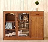 日本製 アンティーク風 木製 120cm幅リビングキャビネット ブラウン 完成品