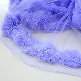 IRIZ 63*90cmロマンチック繊細クリスタル刺繍花レースファブリック (青)