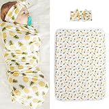 DIAMONDO 2pcsベビー乳児おくるみラップブランケットパイナップル印刷Sleepingバッグヘッドバンド