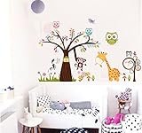 Jessie&letty Jungle Zoo Animal Tree Giraffe Monkey Owl Wall Stickers Decal for Kids Room Nursery Dec